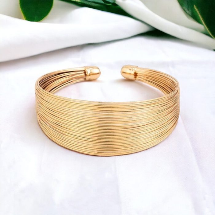 Gold-Plated Bangle-Style Cuff Bracelet For Women And Girls - VAIRAVI
