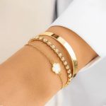 Gold Plated Set Of 3 White Clover Bracelet for Women And Girls - VAIRAVI