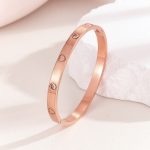 Stainless Steel Astonishing Rose Gold Plated Love AD Bracelet For Women - VAIRAVI
