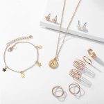 Pearl Gold Plated Earrings with Necklace and Beautiful Rings with Bracelet for Women - VAIRAVI