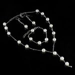 Silver Plated White Pearl Studded Multi-Piece Single-Strand Jewellery Set - VAIRAVI