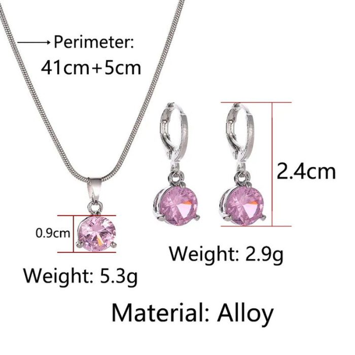Silver Plated CZ Stone-Studded Colorful Anti Tarnish Pendant Set - Image 16