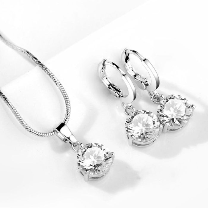 Silver Plated CZ Stone-Studded Colorful Anti Tarnish Pendant Set - Image 21