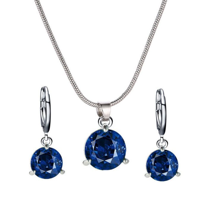 Silver Plated CZ Stone-Studded Colorful Anti Tarnish Pendant Set - Image 30