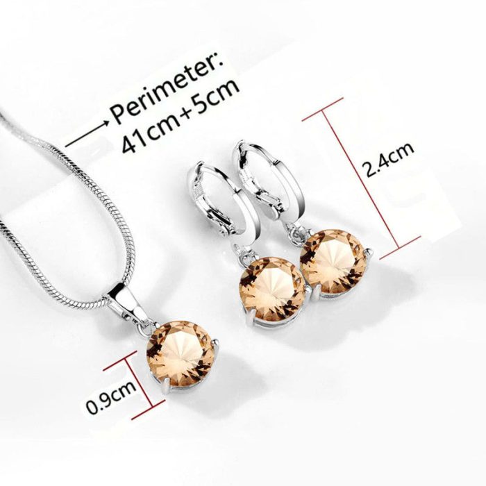 Silver Plated CZ Stone-Studded Colorful Anti Tarnish Pendant Set - Image 34