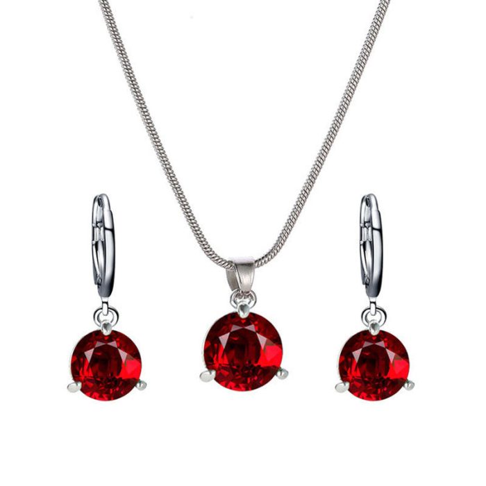 Silver Plated CZ Stone-Studded Colorful Anti Tarnish Pendant Set - Image 44