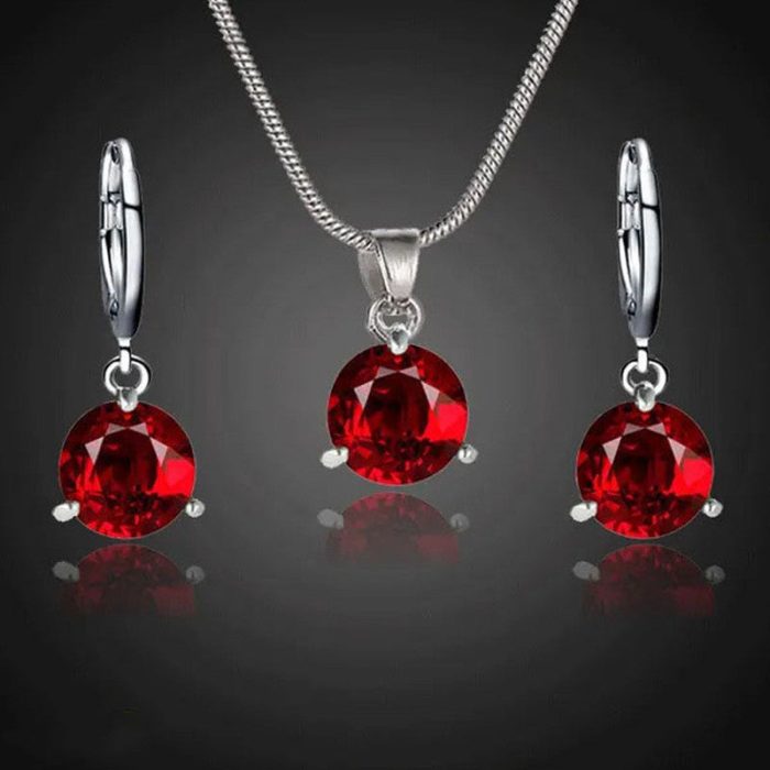Silver Plated CZ Stone-Studded Colorful Anti Tarnish Pendant Set - Image 47