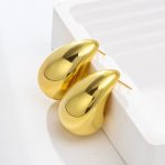 Gold Plated Glossy Chunky Dome Drop Earrings - VAIRAVI