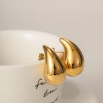 Gold Plated Glossy Chunky Dome Drop Earrings - VAIRAVI
