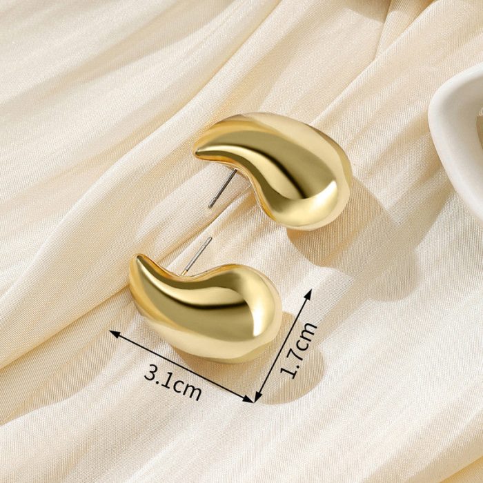 Gold Plated Glossy Chunky Dome Drop Earrings - VAIRAVI