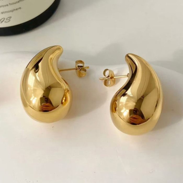 Gold Plated Glossy Chunky Dome Drop Earrings - VAIRAVI