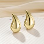 Gold Plated Glossy Chunky Dome Drop Earrings - VAIRAVI