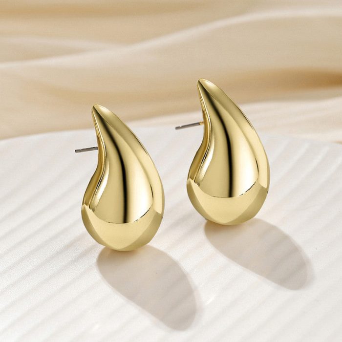 Gold Plated Glossy Chunky Dome Drop Earrings - VAIRAVI