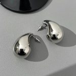 Silver Plated Glossy Chunky Dome Drop Earrings - VAIRAVI