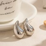 Silver Plated Glossy Chunky Dome Drop Earrings - VAIRAVI