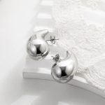 Silver Plated Glossy Chunky Dome Drop Earrings - VAIRAVI