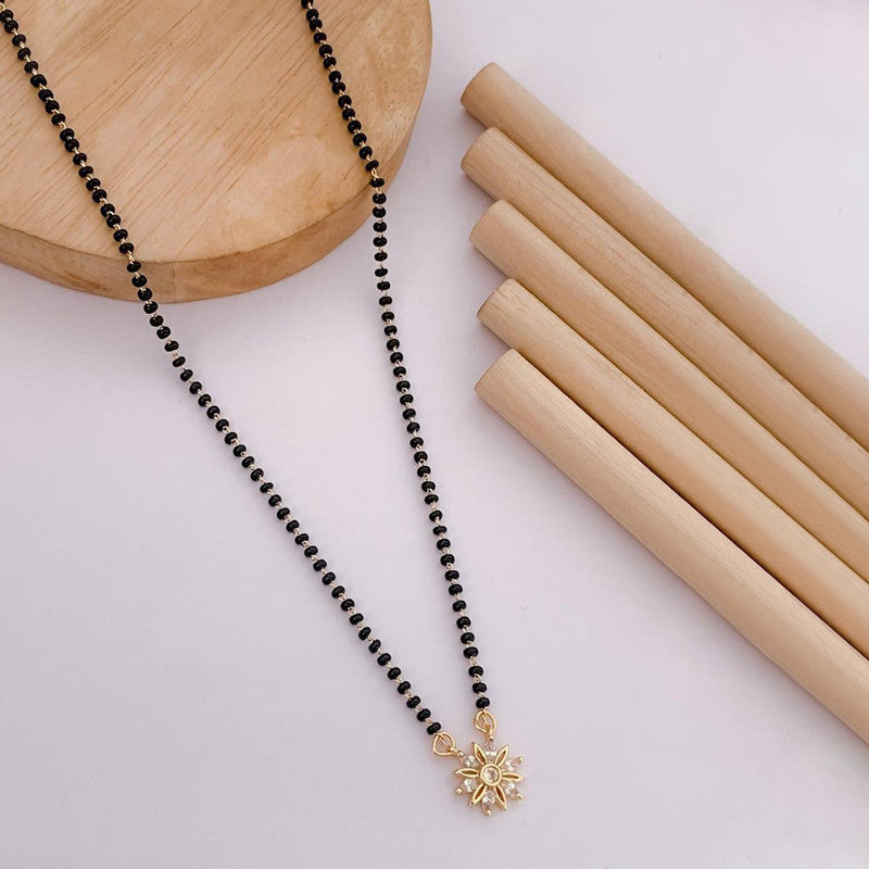 Gold Plated Round Shaped Floral Mangalsutra with Chain for Women - Image 1