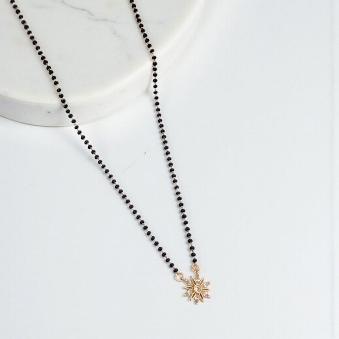 Gold Plated Round Shaped Floral Mangalsutra with Chain for Women - Image 4