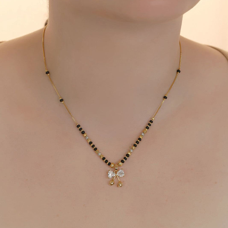 Gold Plated Bow Shaped Mangalsutra with Chain for Women - Image 1