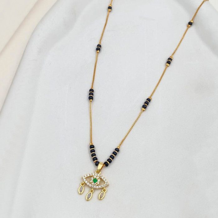 Gold Plated Evil Eye Shaped Mangalsutra with Chain for Women - Image 3