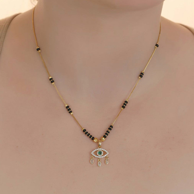 Gold Plated Evil Eye Shaped Mangalsutra with Chain for Women - Image 1