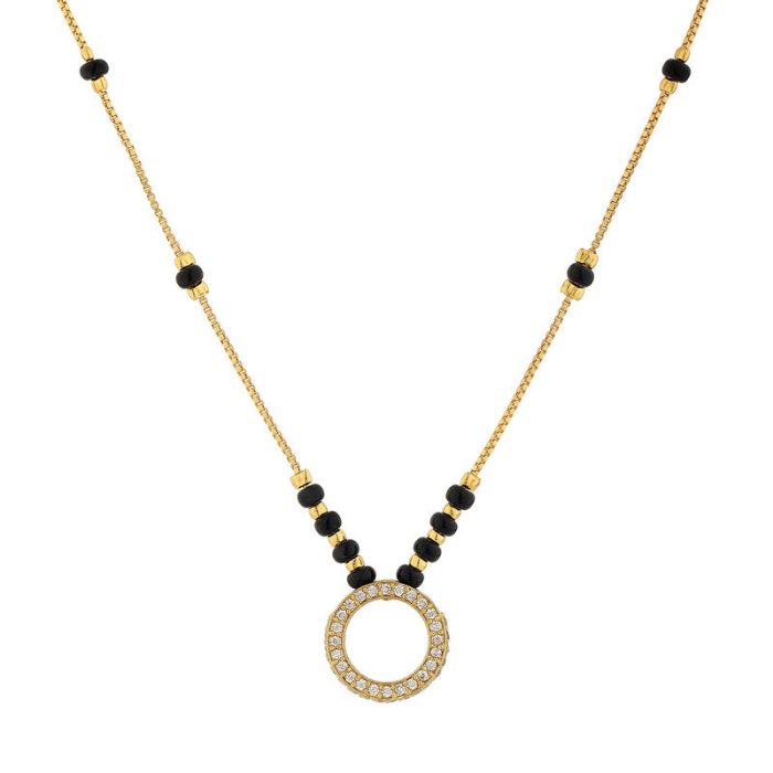 Gold Plated Round Shaped Mangalsutra with Chain for Women - Image 4