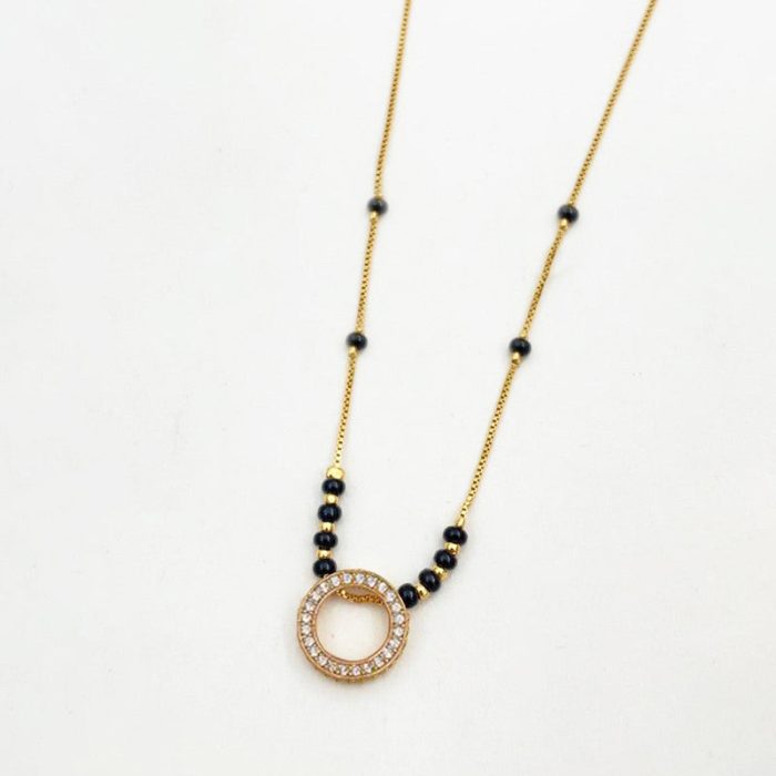 Gold Plated Round Shaped Mangalsutra with Chain for Women - Image 6
