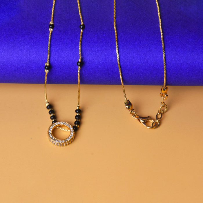 Gold Plated Round Shaped Mangalsutra with Chain for Women - Image 7