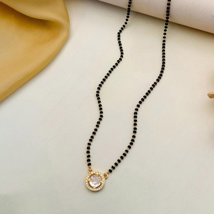 Gold Plated Round Shaped Mangalsutra with Chain for Women - Image 4