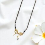 Gold Plated Bow Shaped Mangalsutra with Chain for Women - Image 3