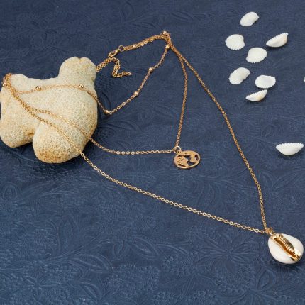 Shell Multi Designs Gold Plated Sparkling Chain Necklace For Women - VAIRAVI