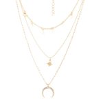 Stunning AD Moon & Star Design Gold Plated Chain Necklace For Women - VAIRAVI