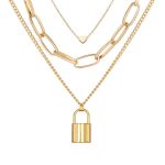 Gold Plated Trending Lock inspired Layered Necklace For Women - VAIRAVI