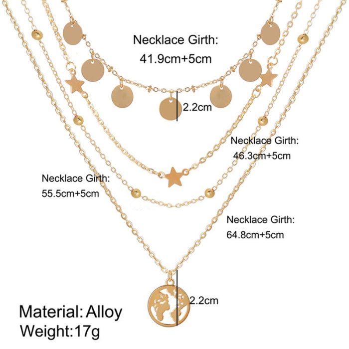 Gold Plated Trending Globe inspired Layered Necklace For Women - VAIRAVI