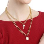 Stunning Gold Plated Lock Key Design Necklace For Women - VAIRAVI