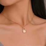 Glitzy Lock Design Gold Plated Chain Necklace For Women - VAIRAVI