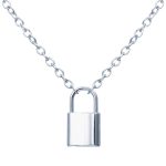 Glitzy Lock Design Silver Plated Chain Necklace For Women - VAIRAVI