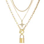Marvellous AD Star Lock Gold Plated Multi Layers Necklace For Women - VAIRAVI