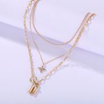 Marvellous AD Star Lock Gold Plated Multi Layers Necklace For Women - VAIRAVI