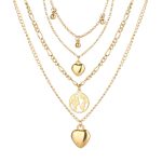 Gracious Heart Design Gold Plated Layered Chain Necklace For Women - VAIRAVI