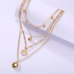 Gracious Heart Design Gold Plated Layered Chain Necklace For Women - VAIRAVI
