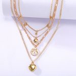 Gracious Heart Design Gold Plated Layered Chain Necklace For Women - VAIRAVI