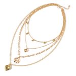 Gracious Heart Design Gold Plated Layered Chain Necklace For Women - VAIRAVI
