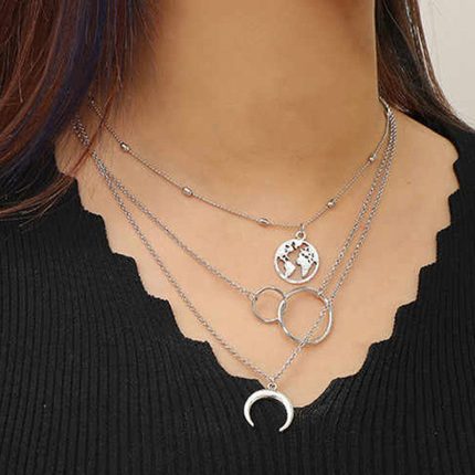 Plushie Global Cross Ring Design Silver Plated Necklace For Women - VAIRAVI