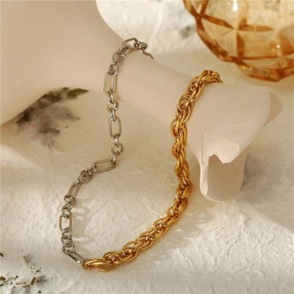 Trendy Dual Plated Multi-coloured Chain Necklace For Women - VAIRAVI