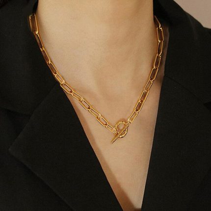 Amazing Lock Bold Gold Plated Necklace For Women - VAIRAVI