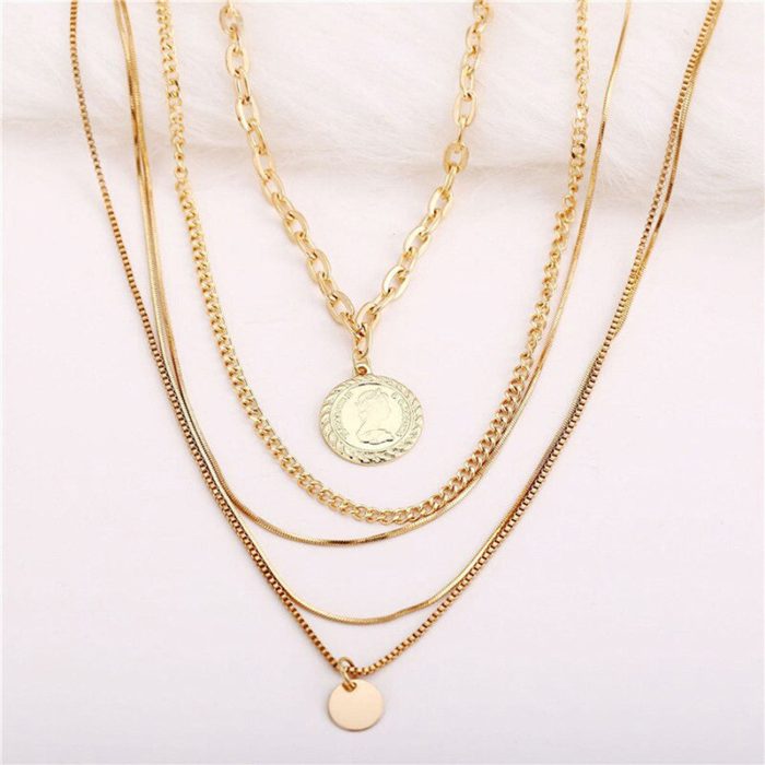 Gold-Toned Gold Plated Layered Necklace For Women - VAIRAVI