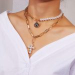 Gold-Toned Pearly White Layered Necklace For Women - VAIRAVI