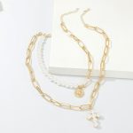 Gold-Toned Pearly White Layered Necklace For Women - VAIRAVI