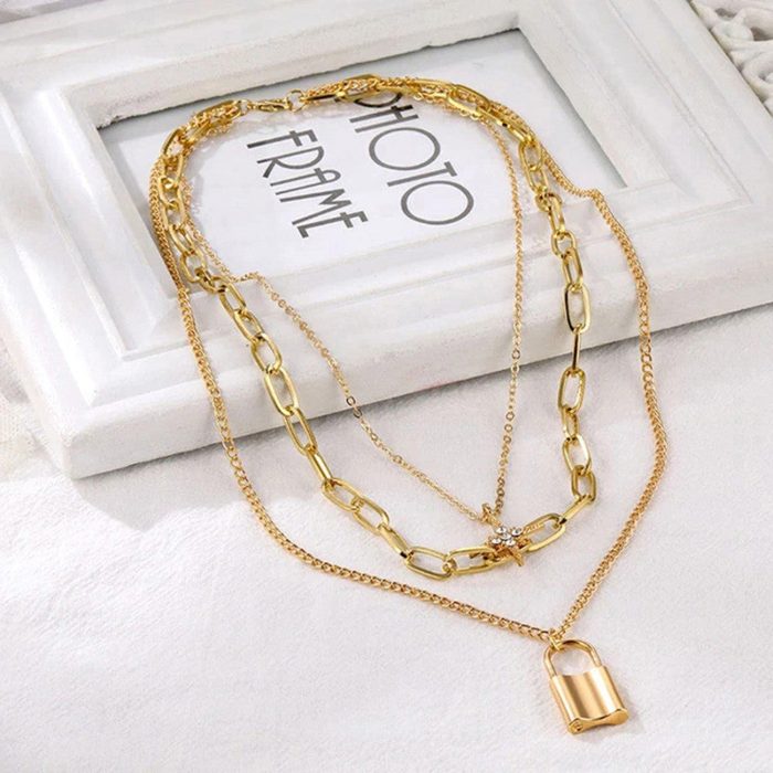 Gold-Toned Gold Plated Layered Necklace For Women - VAIRAVI